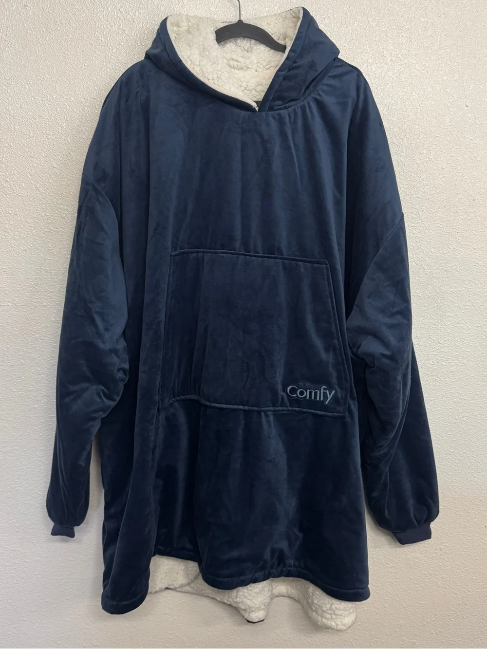 The Comfy Original Blue Unisex One Size Sherpa Lined Wearable Blanket Hoodie